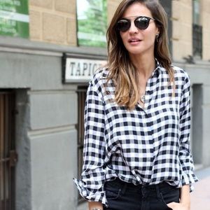 J Crew Navy Gingham Shirt